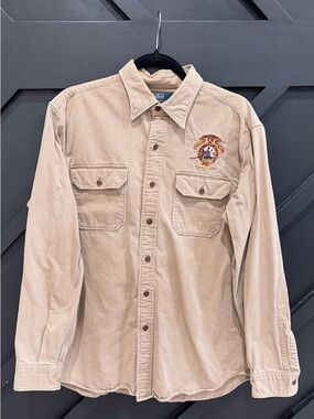 Polo by Ralph Lauren Khaki Shirt with Embroidered Pheasants Crest